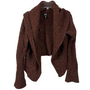 Eileen Fisher Women's Wool Blend Brown Cropped Wool Open Front Sweater- Size M